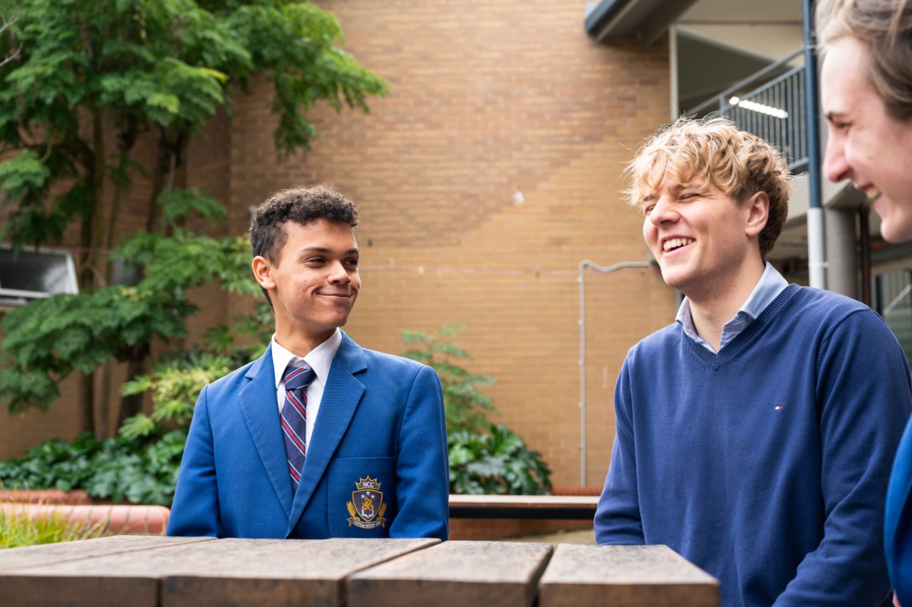 Secondary students and chaplain