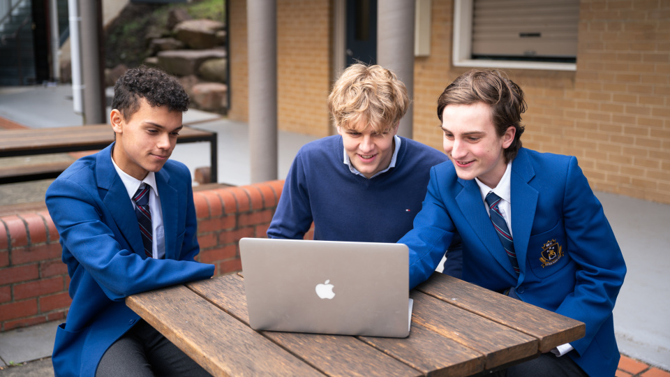 Secondary students smiling