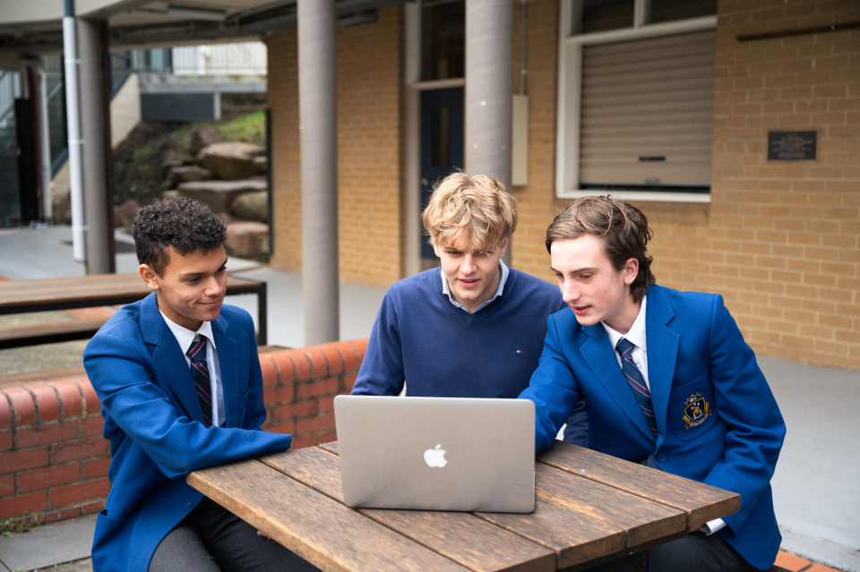 Secondary students studying