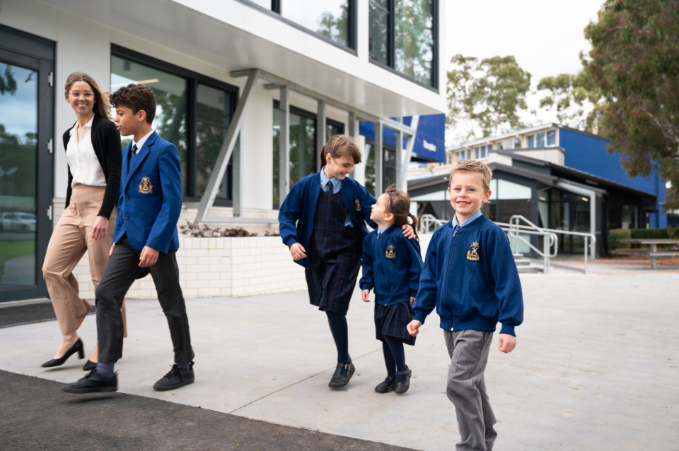 Students walking reception