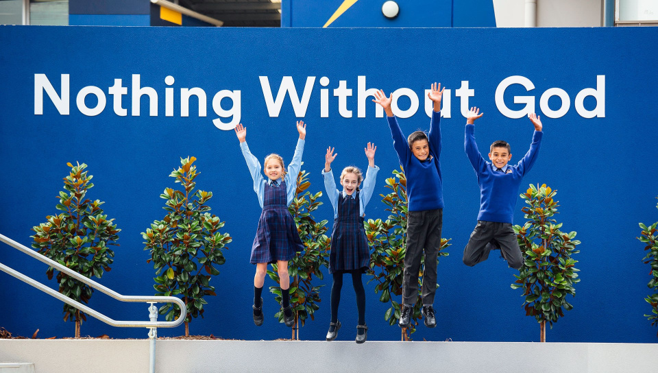 Nothing without god kids jumping